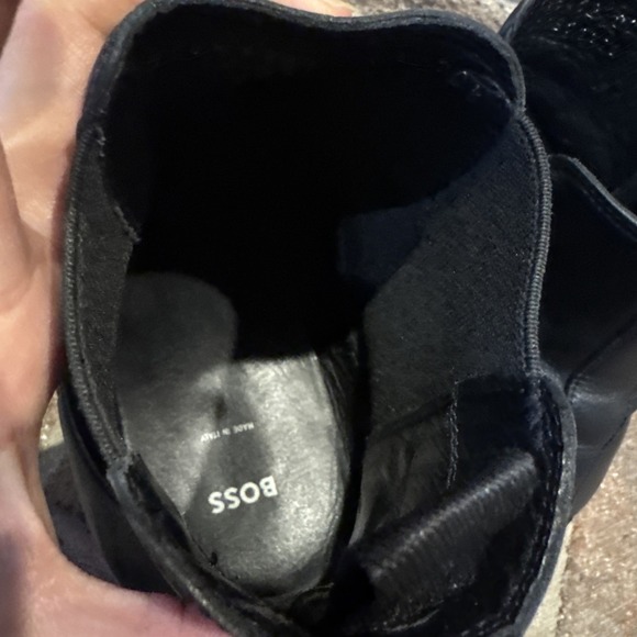 BOSS Derrk Chelsea Boot Mens Size 10.5 Black Leather Italy Ankle Dress Pull On - Picture 12 of 16